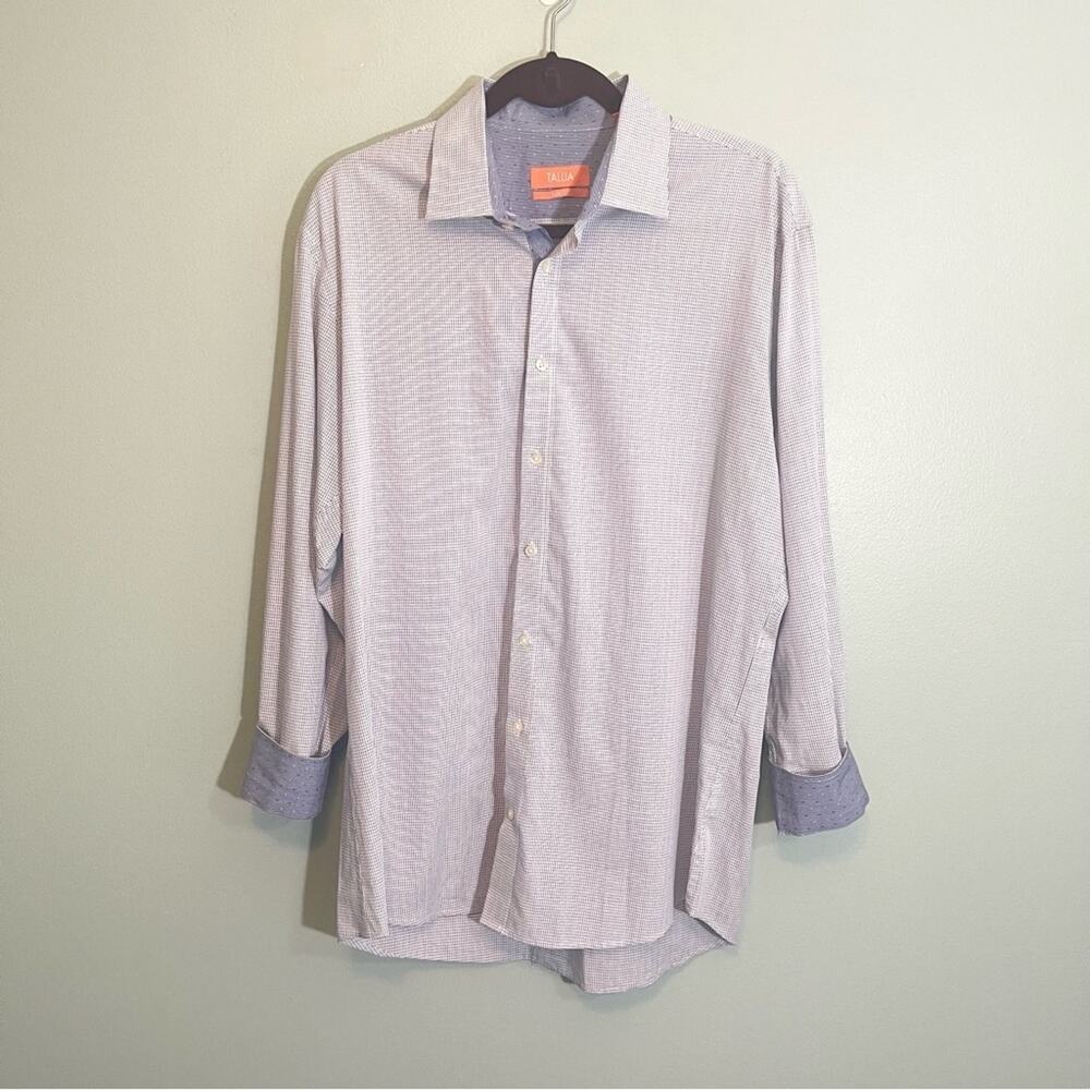 Tallia Mens Cotton Plaid Collared Slim Fit Button Down Shirt Size 16.5-32/33